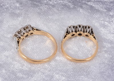 Lot 81 - Two 18ct gold and diamond dress rings
