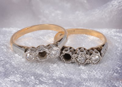 Lot 81 - Two 18ct gold and diamond dress rings