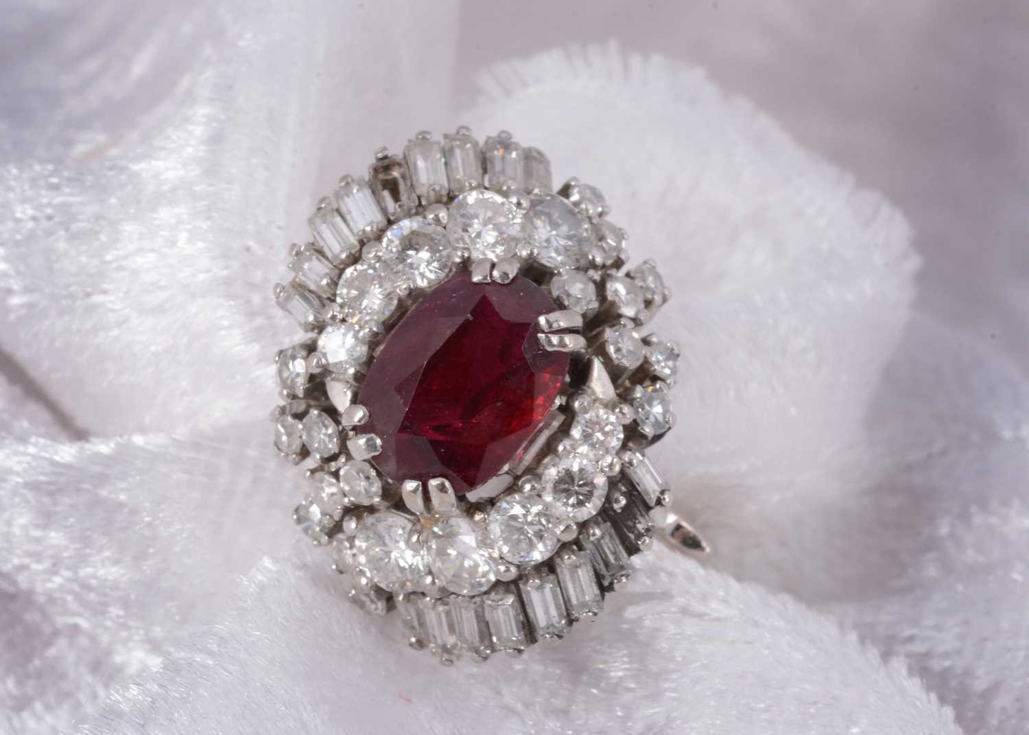 Lot 83 - A ruby and diamond cocktail ring