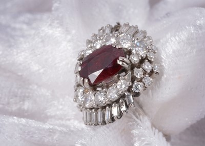 Lot 83 - A ruby and diamond cocktail ring