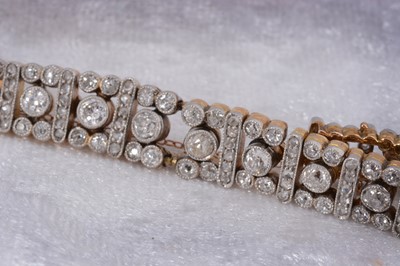 Lot 86 - An art deco old cut diamond line bracelet