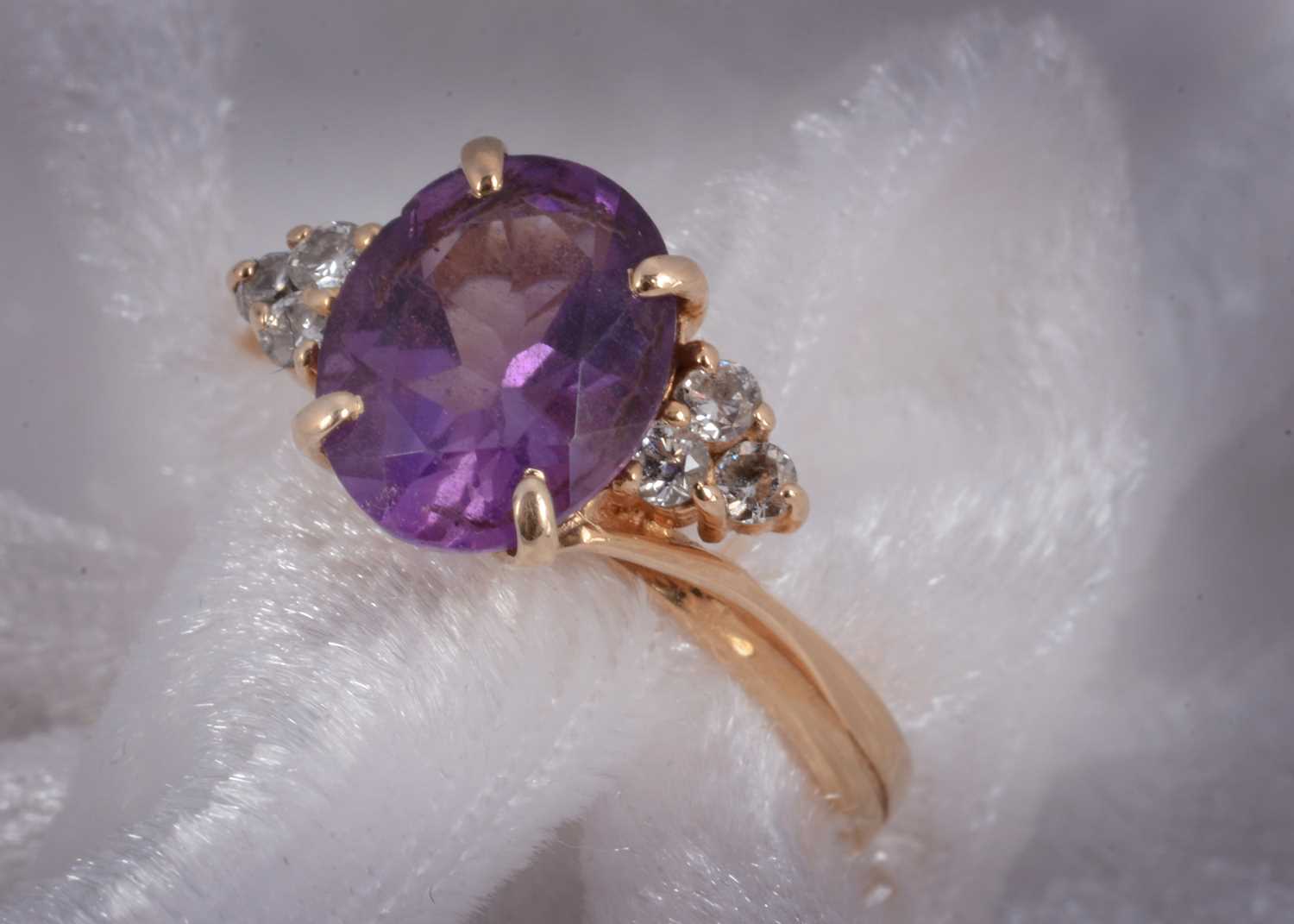 Lot 94 - A continental amethyst and diamond dress ring