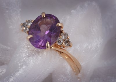 Lot 94 - A continental amethyst and diamond dress ring