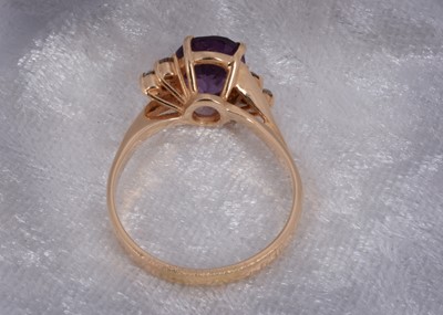 Lot 94 - A continental amethyst and diamond dress ring