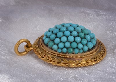 Lot 95 - A 19th Century turquoise, gold locket