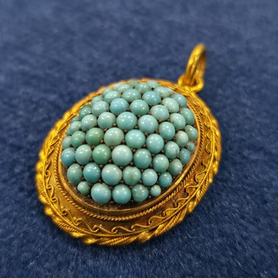 Lot 95 - A 19th Century turquoise, gold locket