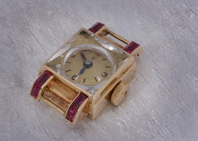 Lot 107 - A continental art deco lady's gold dress watch