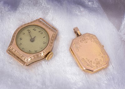Lot 119 - A lady's art deco 9ct gold watch face and movement