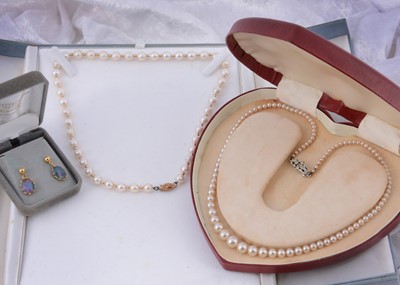 Lot 160 - A pair of opal doublet drop earrings