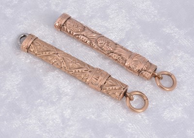 Lot 290 - Two gilt metal slide button hooks