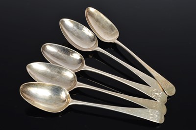Lot 317 - Five Georgian silver tablespoons