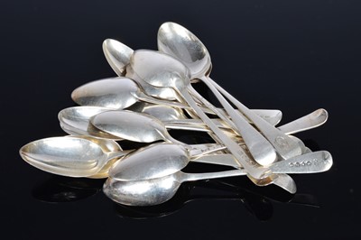 Lot 318 - Seventeen Georgian and Victorian silver dessert spoons