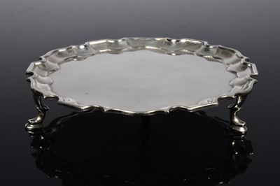 Lot 343 - A George V silver card tray from A.S