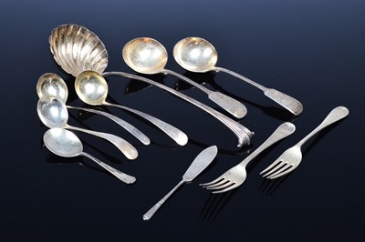 Lot 349 - A group of Georgian and later silver flatware items