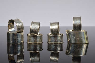 Lot 355 - A set of six Victorian silver napkin rings
