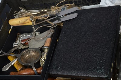 Lot 372 - A Victorian silver fiddle pattern Stilton scoop by George Adams together with a quantity of silver plated flatware and other items