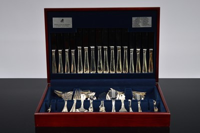 Lot 384 - A canteen of silver plated bead pattern cutlery from Viners