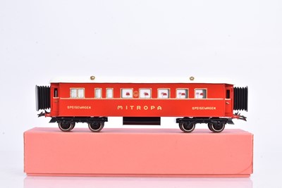 Lot 201 - Hornby 0 Gauge No 3 restored Mitropa red Speisewagen Coach