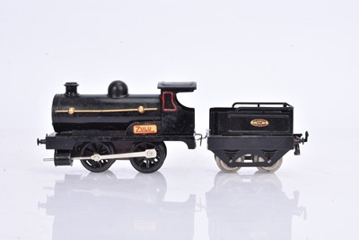 Lot 210 - A fully restored early Hornby 0 Gauge black clockwork Zulu 0-4-0 Locomotive and Tender