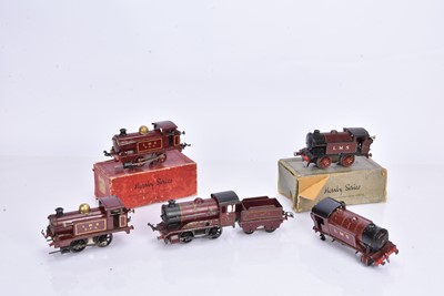 Lot 211 - Hornby 0 Gauge Clockwork LMS crimson lake Type M3 and 501 and  No 1 and No 1 Special Tank and Tender Locomotives