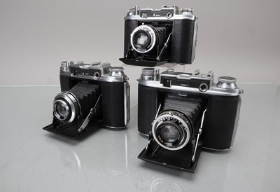 Lot 239 - Three Ensign Commando Rangefinder Folding Cameras