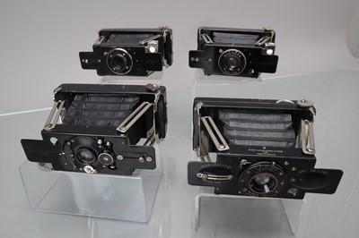 Lot 243 - Four Ensign No. 2 Ensignette De Luxe Folding Strut Cameras.