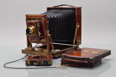 Lot 328 - A Thorton Pickard Tripple Imperial Mahogany & Brass Half Plate Field Camera