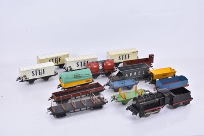 Lot 253 - French Hornby 0 Gauge 3-Rail SNCF black Locomotive and Tender and assorted Rolling Stock