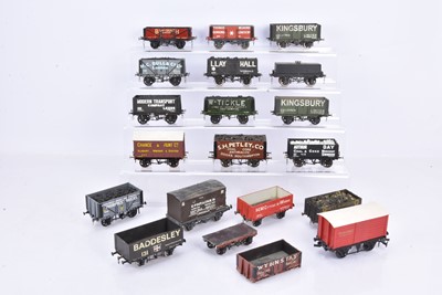 Lot 280 - Collection of 0 Gauge Private Owners kitbuilt Open Wagons Vans and Container Rolling Stock by Skytrex, Slaters Three Aitch and makers