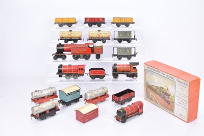 Lot 291 - Chad Valley 0 Gauge Wagon Accessory Set and loose Locomotives and Rolling Stock and Ubilda Locomotive