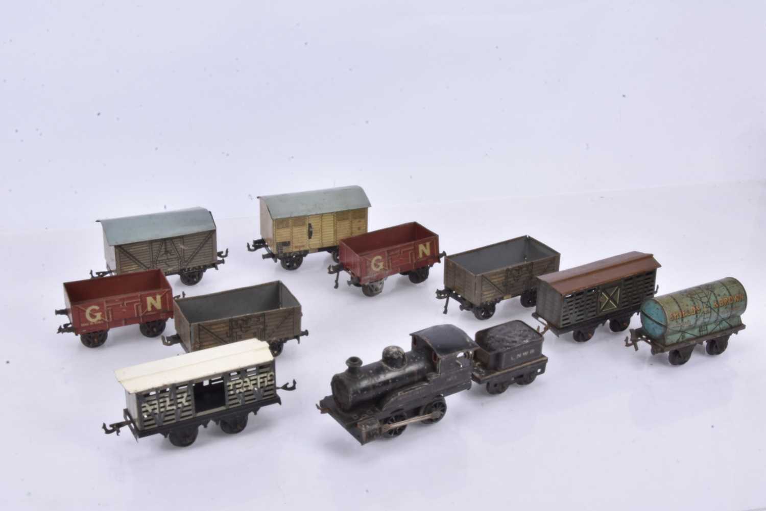 Lot 298 - Bing 0 Gauge George the Fifth Clockwork Locomotive and various goods rolling stock