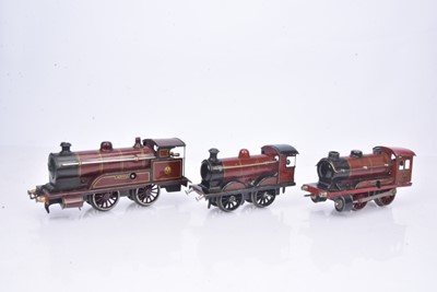 Lot 302 - Three Bing and Marklin  0 Gauge clockwork 0-4-0 LMS maroon Tender Locomotives all lacking Tenders