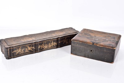 Lot 1 - A Chinese lacquered fan case