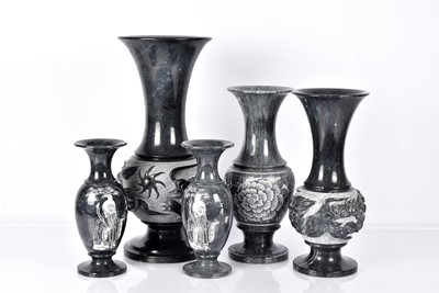 Lot 3 - A group of five carved Asian Hardstone Vases