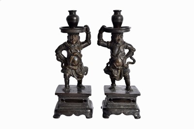 Lot 20 - A pair of Chinese Bronze Candlesticks