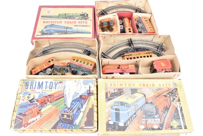 Lot 316 - Three Brimtoy 0 Gauge clockwork Train Set