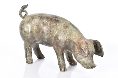 Lot 98 - A large bronze sculpture of a Pig