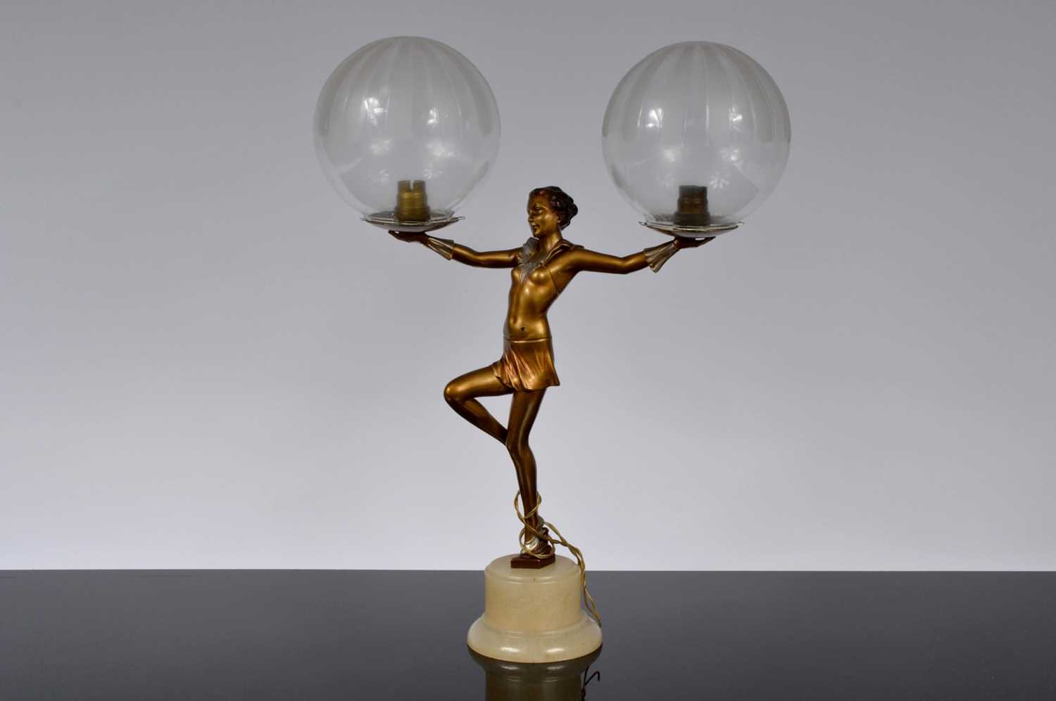 Lot 115 - An Art Deco Spelter Figural Table Lamp