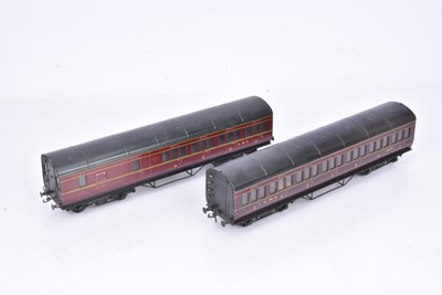 Lot 345 - Pair of Exley 0 gauge LMS maroon Suburban Coaches