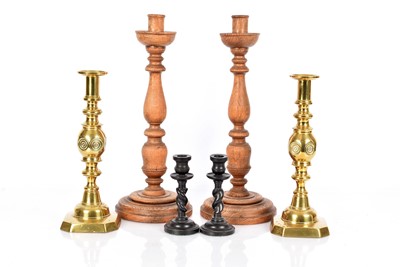 Lot 125 - Three pairs of Candlesticks