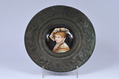 Lot 160 - A porcelain plaque duplicating a women