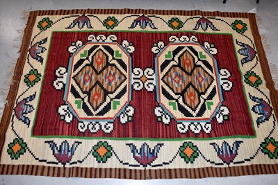 Lot 182 - A Vintage Woollen Kilim Carpet