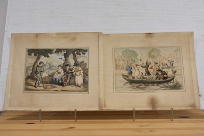 Lot 334 - A pair of George III Regency fishing caricature prints after Henry William Bunbury (1750-1811)