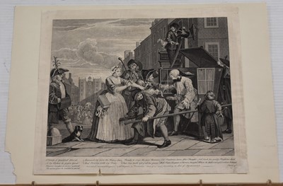 Lot 341 - Six engravings after William Hogarth (1697-1764) including plates from "Rake's Progress"