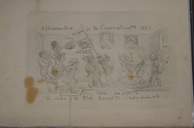 Lot 349 - A file with various prints and watercolours including circle of Henry William Bunbury (1750-1811) image of a barber's