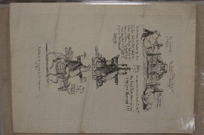 Lot 349 - A file with various prints and watercolours including circle of Henry William Bunbury (1750-1811) image of a barber's