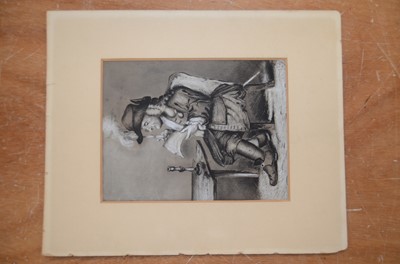 Lot 349 - A file with various prints and watercolours including circle of Henry William Bunbury (1750-1811) image of a barber's