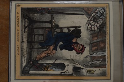 Lot 349 - A file with various prints and watercolours including circle of Henry William Bunbury (1750-1811) image of a barber's