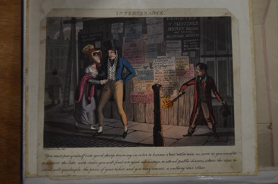 Lot 349 - A file with various prints and watercolours including circle of Henry William Bunbury (1750-1811) image of a barber's
