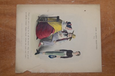 Lot 349 - A file with various prints and watercolours including circle of Henry William Bunbury (1750-1811) image of a barber's